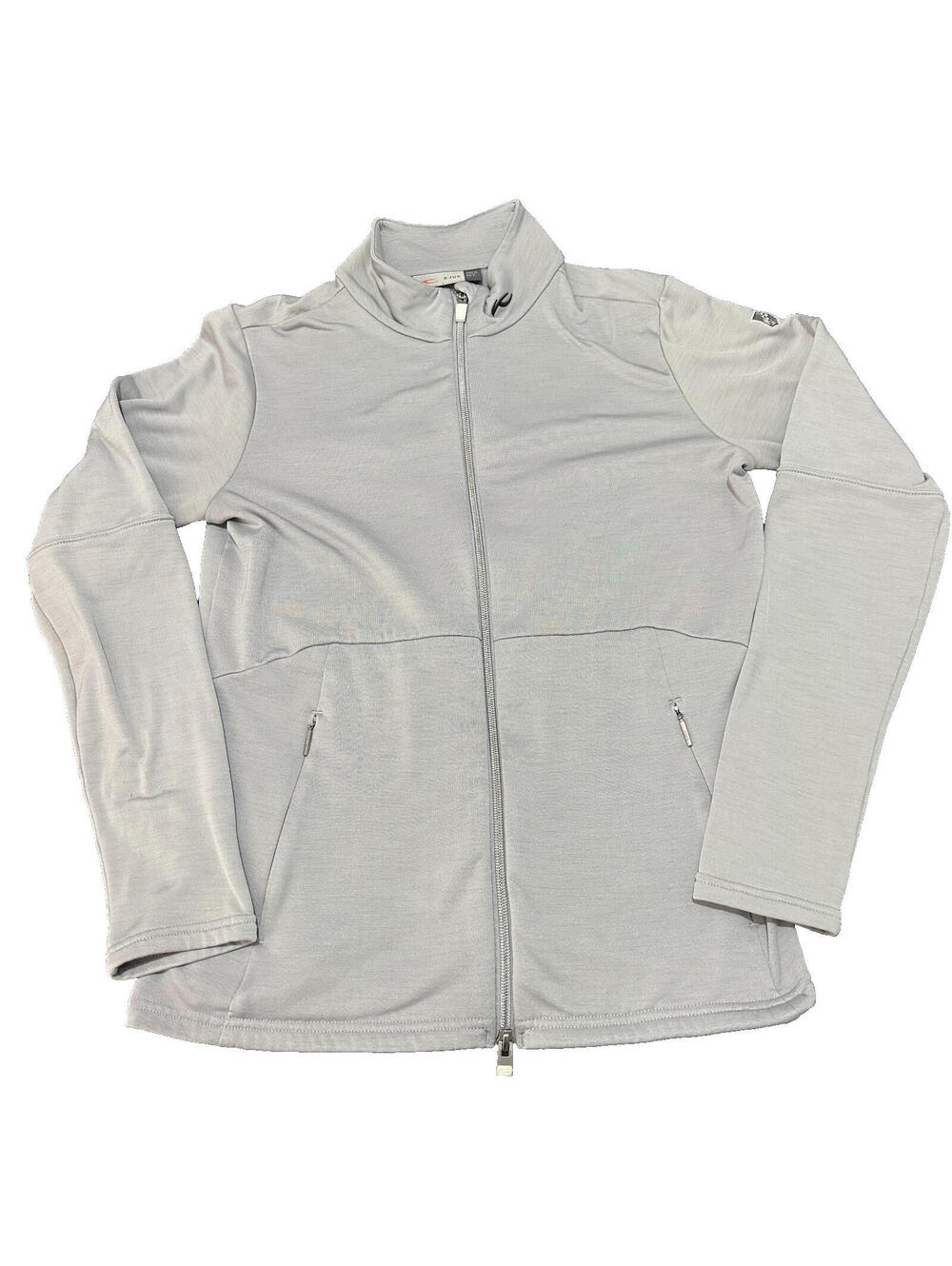 KJUS Jacket Women L Ladies Stretch Full Zip Base Layer Golf 40 Large Gray Logo